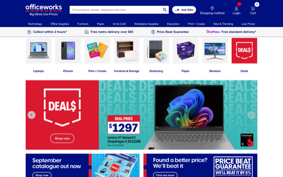 Officeworks website screenshot