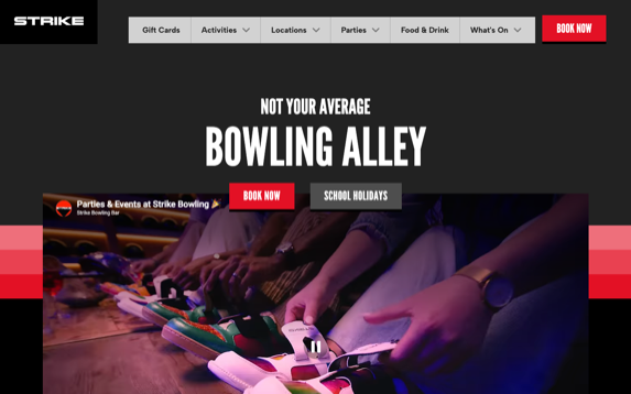 Strike Bowling website screenshot